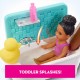 Set de joaca Barbie Babysitters - Papusa bruneta cu bebelus