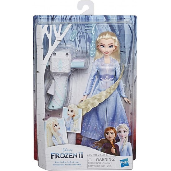 Papusa Elsa cu par lung pentru impletit Frozen 2
