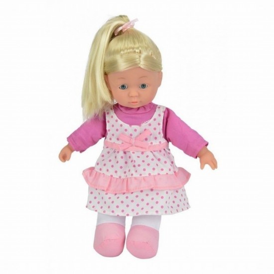 Papusa soft 30 cm cu hainute roz