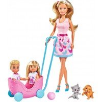 Papusa Steffi la plimbare cu gemenii