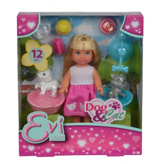 Papusica Evi cu catel si pisicuta
