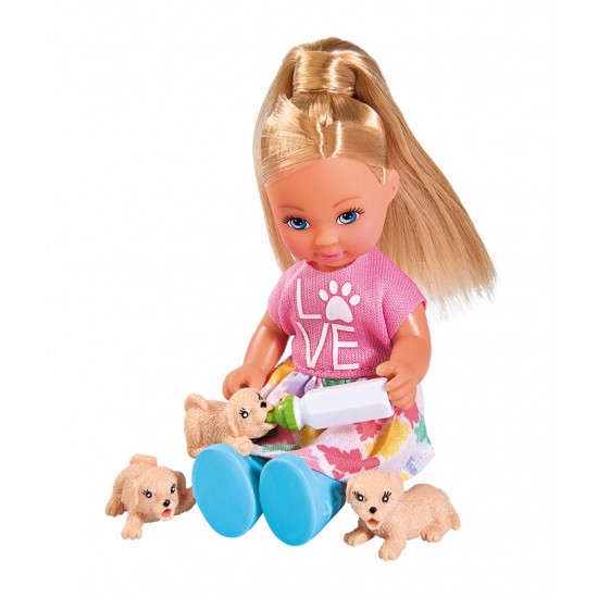 Papusa Evi cu catelusa si pui