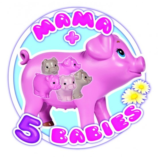 Papusa Evi cu purcelusa si 5 purcei nou-nascuti