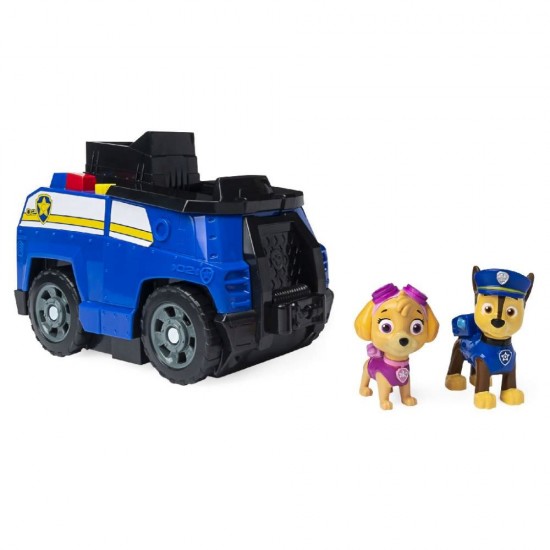 Masina de politie  2 in 1 Split Second Chase Patrula Catelusilor cu 2 figurine