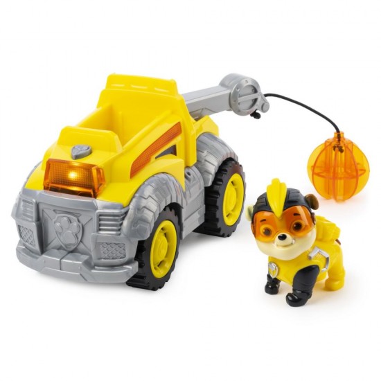 Set figurina Rubble si masina cu lumini si sunete Patrula Catelusilor 