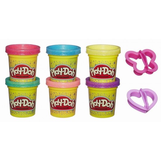 Pachet Play-Doh 6 cutii cu sclipici