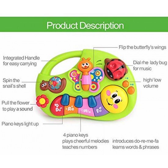 Pianina animalutelor vesele cu lumini si sunete