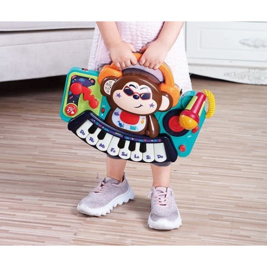 Pianina bebe maimutica DJ cu lumini sunete si microfon
