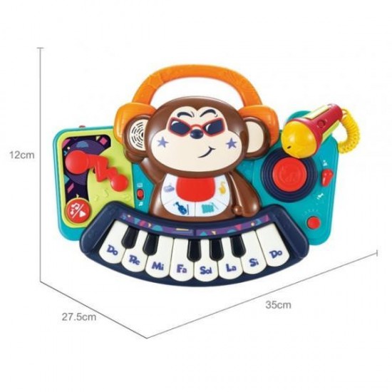 Pianina bebe maimutica DJ cu lumini sunete si microfon