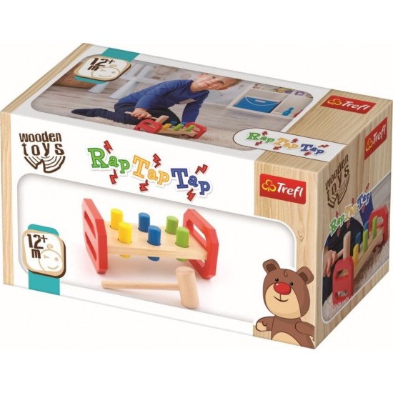 Jucarie educativa placa din lemn cu ciocan