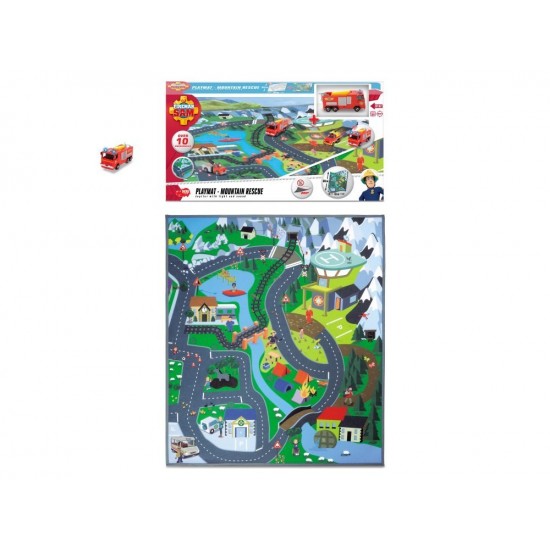 Covoras cu masinuta metalica Pompierul Sam