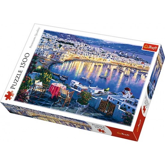 Puzzle Trefl 1500 piese - Apus in Mykonos