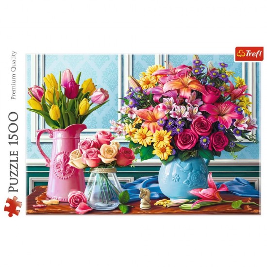 Puzzle Trefl 1500 piese - Glastre cu flori