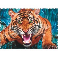 Puzzle Trefl cu piese ciudate - Fata in fata cu tigrul 600 piese