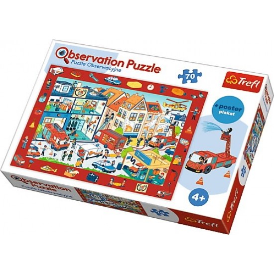 Puzzle Trefl de observatie La pompieri 70 piese