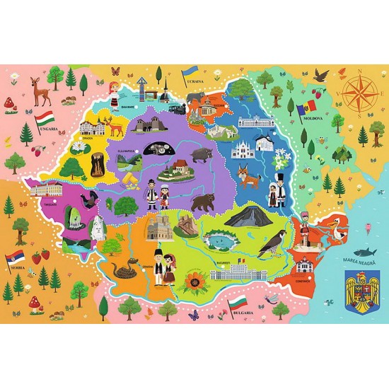 Puzzle educativ Harta Romaniei Trefl 44 piese 