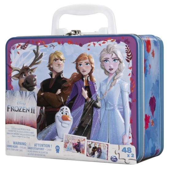 Set 2 puzzle 48 piese Frozen 2 in gentuta metalica