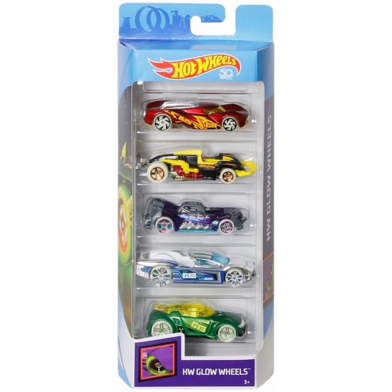 Set 5 masini Hot Wheels Glow Wheels
