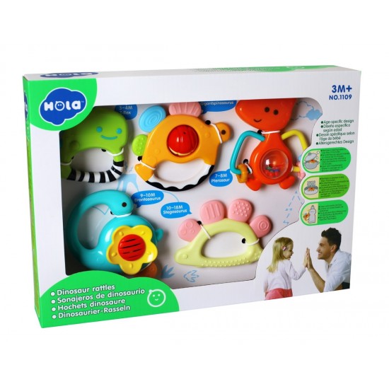 Set 5 zornaitoare dinozauri multicolori Hola Toys