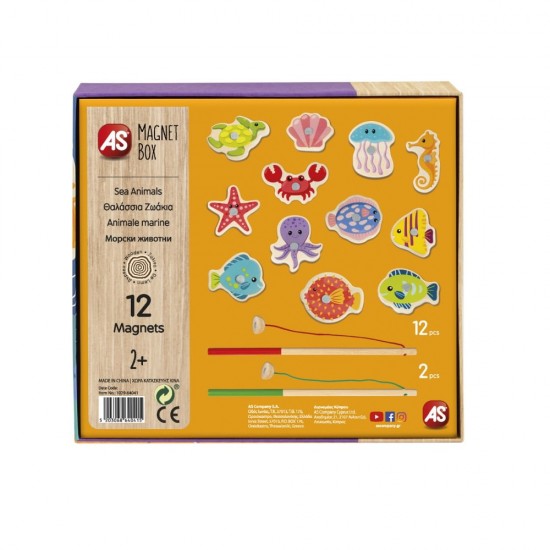 Joc magnetic de pescuit cu 12 piese din lemn