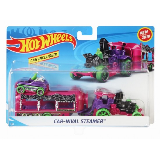 Set camion si masina sport Hot Wheels Car Nival Steamer