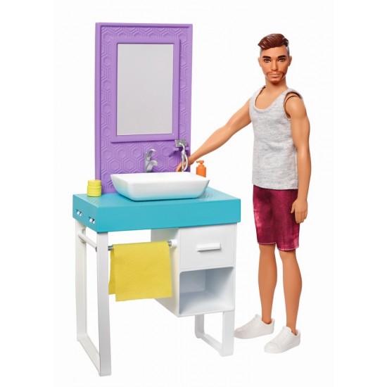 Set de joaca Barbie - Ken cu mobilier si accesorii baie