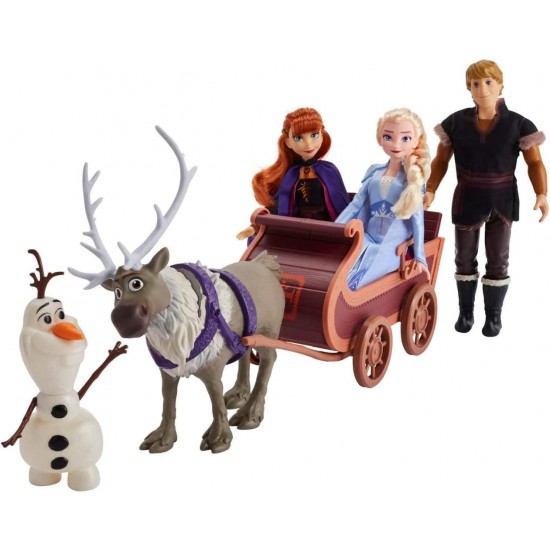 Set de joaca cu 5 personaje Frozen 2 - Aventuri pe sanie