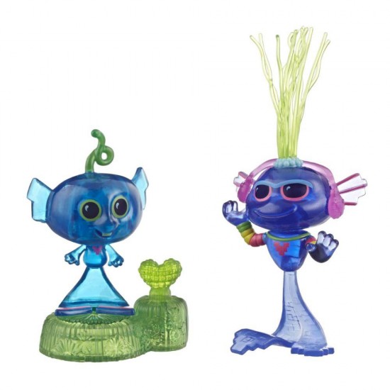 Set 2 figurine Trolls Techno Reef Bobble