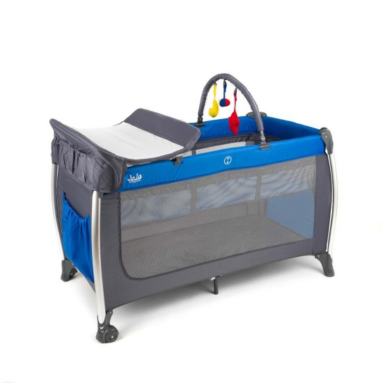 Patut pliant aluminiu 2 niveluri Juju Sweet Naps, Albastru-Gri
