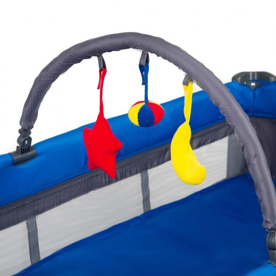 Patut pliant aluminiu 2 niveluri Juju Sweet Naps, Albastru-Gri