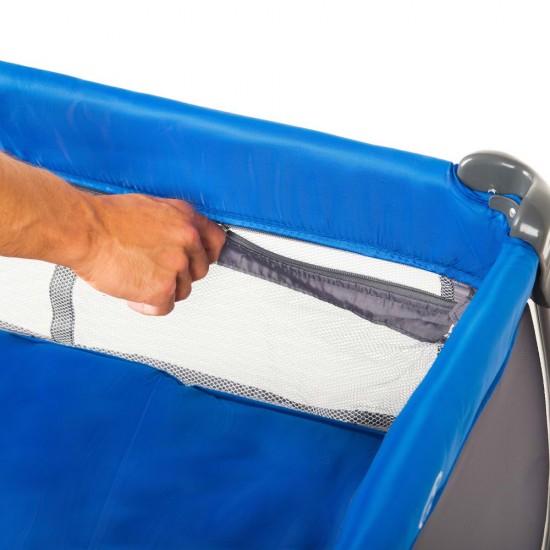 Patut pliant aluminiu 2 niveluri Juju Sweet Naps, Albastru-Gri