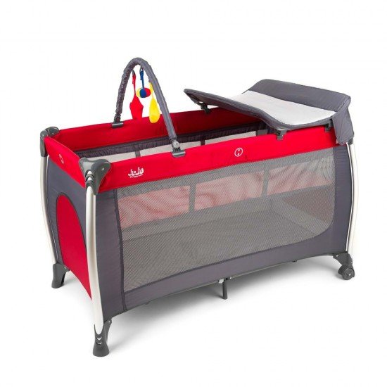 Patut pliant aluminiu 2 niveluri Juju Sweet Naps Rosu-Gri