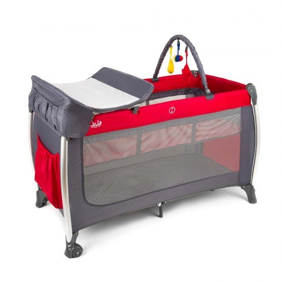 Patut pliant aluminiu 2 niveluri Juju Sweet Naps Rosu-Gri