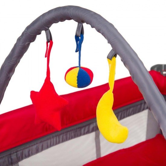 Patut pliant aluminiu 2 niveluri Juju Sweet Naps Rosu-Gri