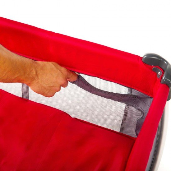 Patut pliant aluminiu 2 niveluri Juju Sweet Naps Rosu-Gri