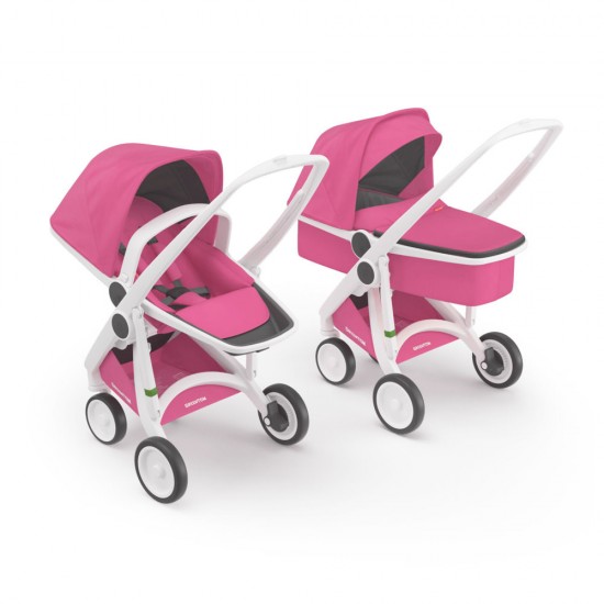 Carucior 2 In 1 Greentom 100% Ecologic White Pink 