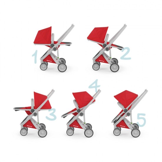 Carucior Greentom Reversible 100% Ecologic Grey Red