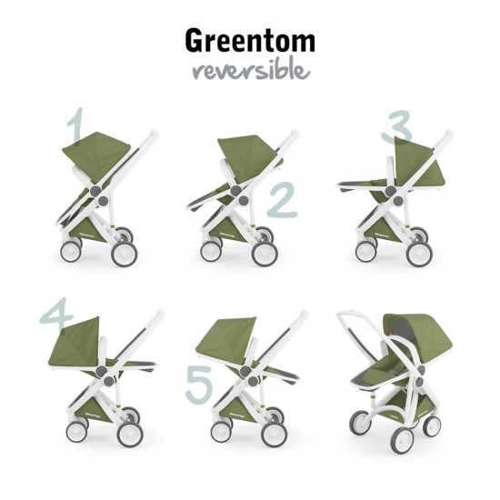 Carucior Greentom Reversible 100% Ecologic White Olive