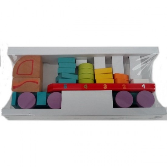 Jucarie din lemn Cubika Camion cu forme geometrice