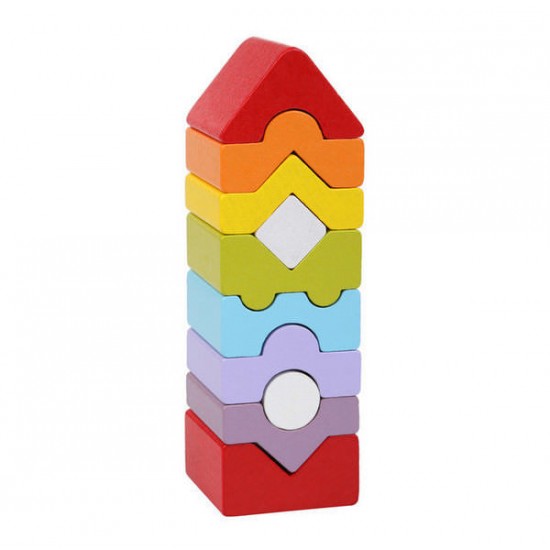 Set constructii din lemn 10 piese Cubika - Turn