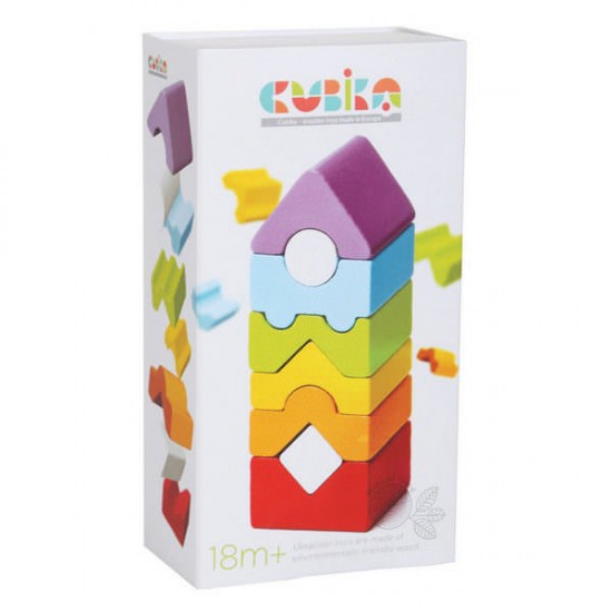 Set constructii din lemn 8 piese Cubika - Turn