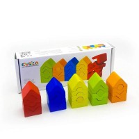 Set de constructii lemn Cubika Turnuri 25 piese