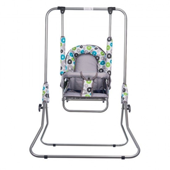 Leagan pentru copii Top Kids cu spatar reglabil Grey Flowers