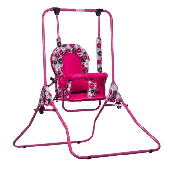 Leagan pentru copii Top Kids cu spatar reglabil Pink Flowers