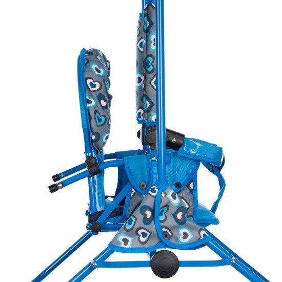 Leagan pentru copii Top Kids cu spatar reglabil si bara detasabila Blue Hearts