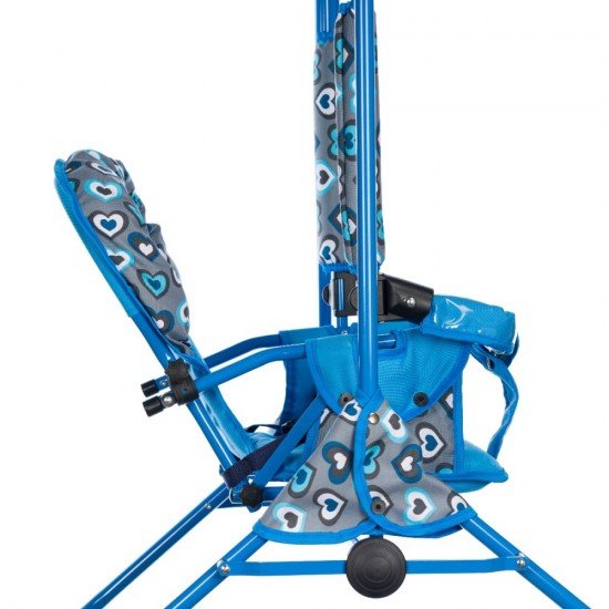 Leagan pentru copii Top Kids cu spatar reglabil si bara detasabila Blue Hearts
