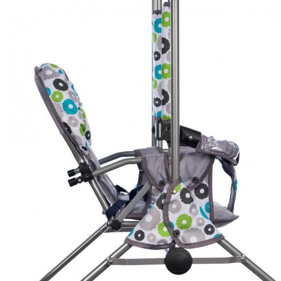 Leagan pentru copii Top Kids cu spatar reglabil si bara detasabila Grey Flowers