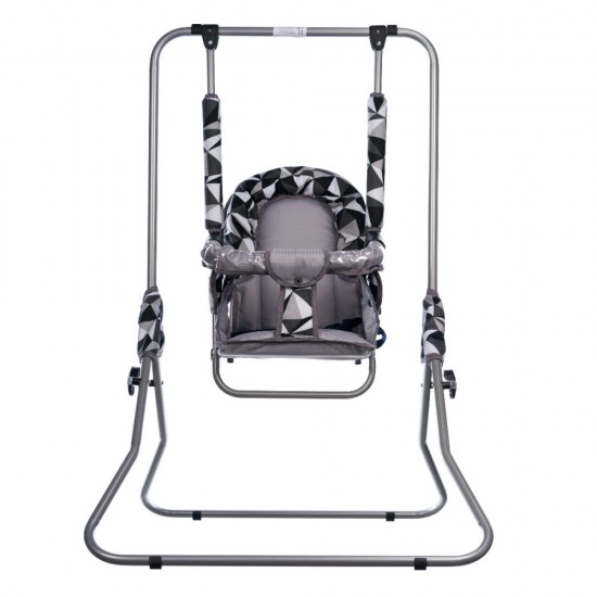 Leagan pentru copii Top Kids cu spatar reglabil si bara detasabila Grey Romb