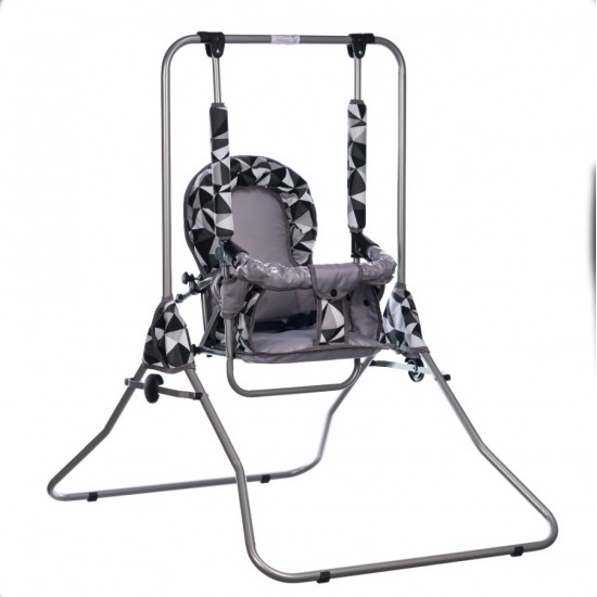 Leagan pentru copii Top Kids cu spatar reglabil si bara detasabila Grey Romb