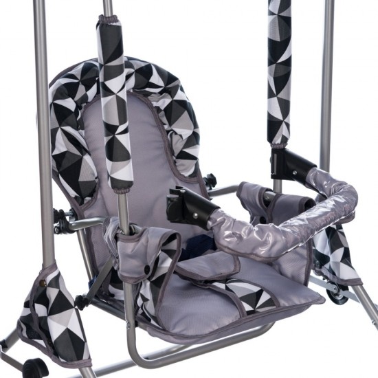 Leagan pentru copii Top Kids cu spatar reglabil si bara detasabila Grey Romb